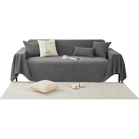 Rajput sängöverkast, filt i 100 % bomull, 180 x 230 cm, sofföverdrag/soffskydd i ribbad stil/örngott marinblå grå 180*230cm—yux