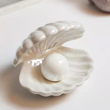 Seashell Pearl Light Accent Lamp Nattlampa Pärla i Snäcka Ornament Samlarobjekt Bord