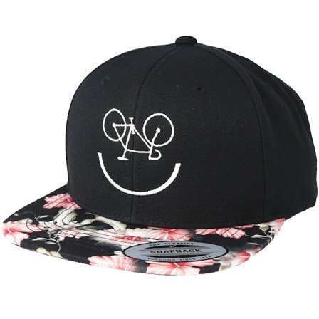 Bike Souls - Zwart snapback Cap - Smile Bike Floral Red Snapback @ Hatstore