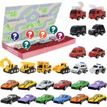 Barn Pojkar Countdown Leksaker Bil Jul Adventskalender Blind Box