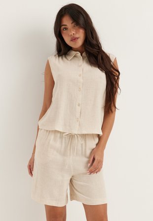 ONLY - Onlsiesta S/L LINEN BL SHIRT - Moonbeam