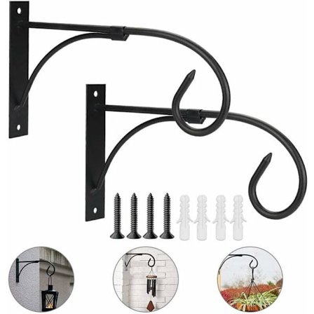 2 kpl Taottu rauta riippukoukku Ruosteenestokäsitelty riippuva kasviteline Ruuvattava seinäkoukku laajennusputkella