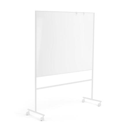 Mobil whiteboardtavla EMMA, dubbelsidig, vitt stativ, 1500 mm