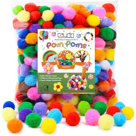 300 st 2,5 cm Flerfärgade Pom Pom-bollar för pyssel - Blandade färger Storpack [JUN]