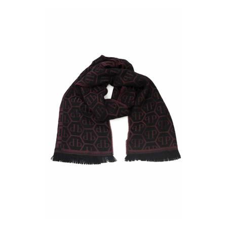 Philipp Plein, Burgundy Wool Scarf Rood, Heren, Maat:ONE Size,wol