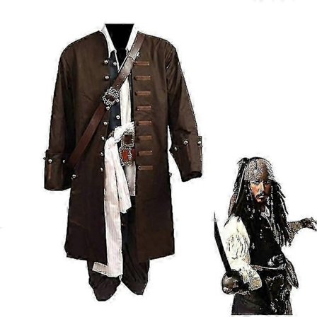 Pirates Of The Caribbean Cosplay Kostyme Film Jack Sparrow Cosplay Komplett Sett Kostyme Klubb Halloween Party Show Antrekk-Perfekt