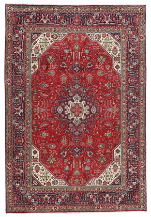 Hand Knotted Persian Tabriz Rug 200X295 Dark Red/Black