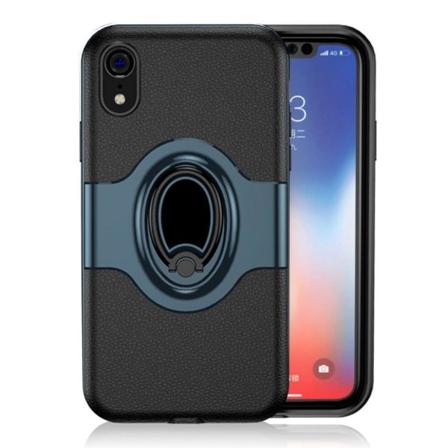 iPhone 9 Sormirengas Jalkatuella Varustettu Kova Muovi Takasuoja Kuori - Tumman Sininen Blue