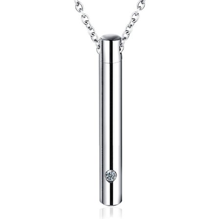 Cylinderhänge Pet Cremation Urnor Halsband Rostfritt stål för Katt Hund Ash Memorial Container Hållare Smycken Memorial