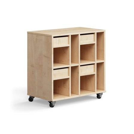 Student storage CASPER, 4 drawers, 8 compartments, birch