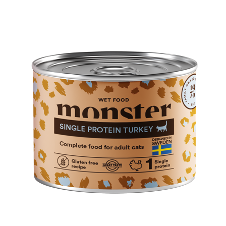 Monster Pet Food - Katt Adult Single Protein kalkunboks 200 g - Katt - Kattefôr & kattemat - Våtfôr og våtmat - ZOO.no