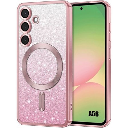Beskyttende cover - BOOLING - til Samsung Galaxy A56 5G - Blødt silikone - Glitrende rosa - Kammerbeskyttelse