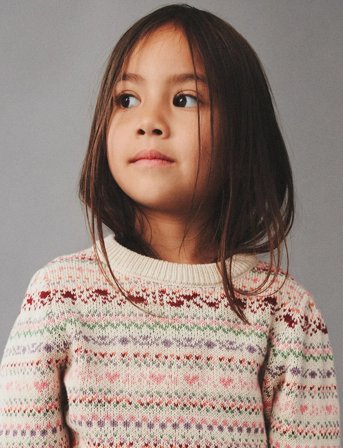 Wheat Jacquard Pullover Olga - Beige - 104