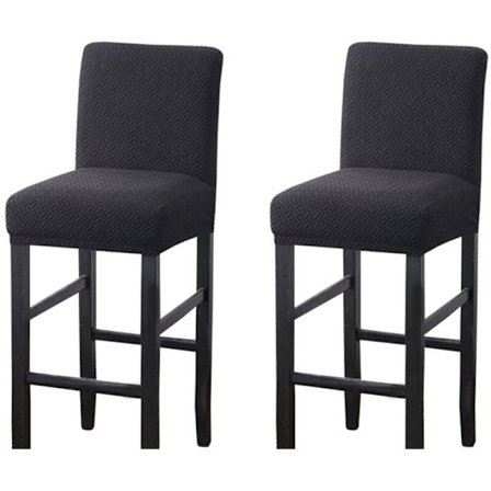 Gjenbrukbare Pub-Barstoler Trekk Stretch Trekk Avtakbart Vaskbart Spisestuestol Trekk for Kjøkken Svart