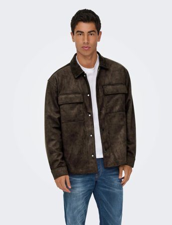 ONLY & SONS Onsravi Fake Suede Shacket Otw - Brown - M