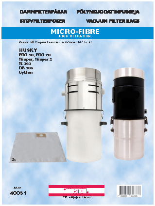 HANESTRÖM Dammsugarpåsar Hanestrom Husky Pro 10, W-653 3P