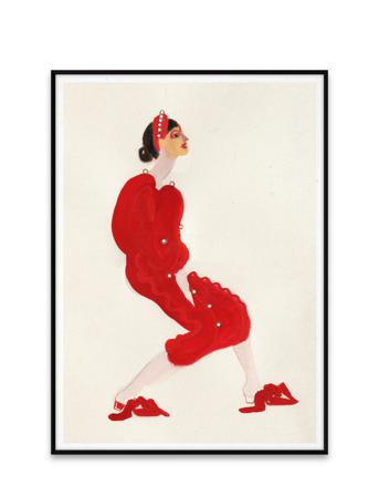Red With Pearls - 50X70 Home Decoration Posters & Frames Posters Illustrations Monivärinen/Kuvioitu Paper Collective