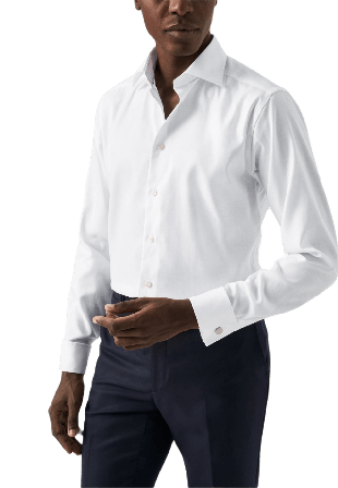 Eton Skjorta I Texturerad Twill Med Dubbel Manschett Slim Fit Skjortor Herr Vit 40