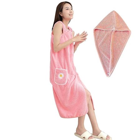 Nopeasti kuivuva vedenimeytysvaate - kylpytakki hiusmyssyllä