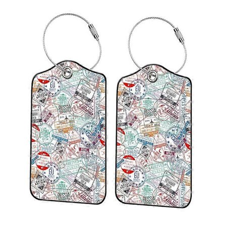 2-pak bagagemærker til kuffert, rejsestempel læder bagagemærker med privatlivsdæksel Navne-ID-etiket Identifikatorer Rejsetaskemærker til kvinder M 