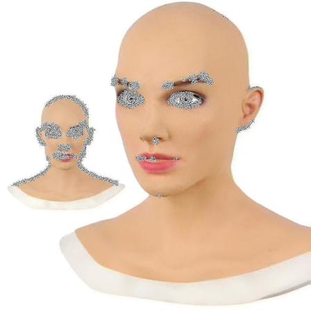 Realistisk kvinnelig latexhodetrekk, helhode realistisk silikon kvinnemaske, cosplay Drag Queen Halloween Fancy Dress Hodeplagg