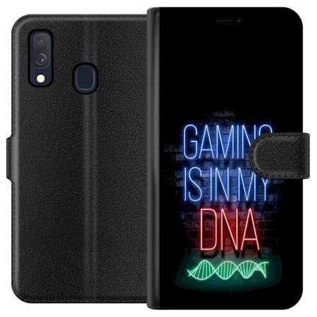 Yhteensopiva Lompakkokotelo Samsung Galaxy A40 Viktor Gyökeresin muotokuva vihreässä paidassa, jossa on leijonamotiivi ja intensiivinen vihreä tunnelm