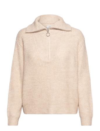 Onlbaker L/S Zip Pullover Knt Noos Pullover Beige ONLY*Betinget Tilbud