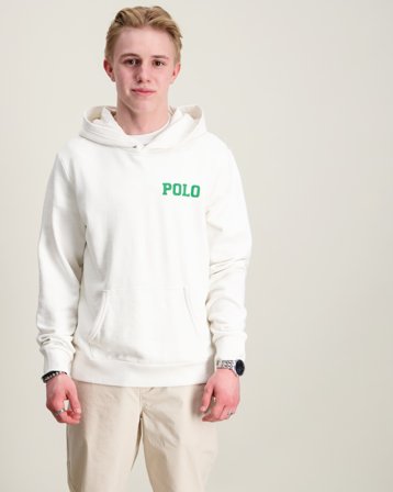 Polo Ralph Lauren Logo-Appliquéd French Terry Hoodie Biały Swetry Chłopiec - Kids Brand Store