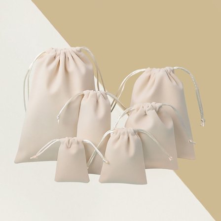 6stk Fløyel Snøring Pose Veske Smykker Emballasje Bag HVIT