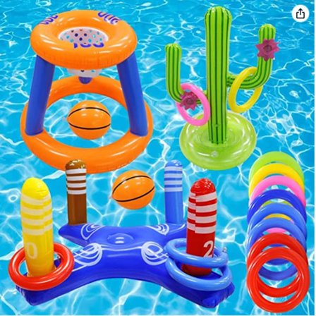 Uppblåsbar Ring Kasthylsa Spel Flytande poolleksaker SET-7
