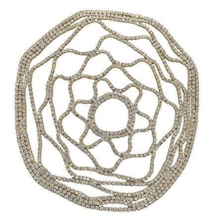Kvinner Hul Rhinestone Mesh Hodeplagg Bryllup Hodekjede Smykker Krystall Hodebånd Hårtilbehør Gold