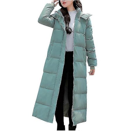 Enkel Dunjakke til Kvinder Lang Vatteret Jakke med Hætte Vinterfrakke