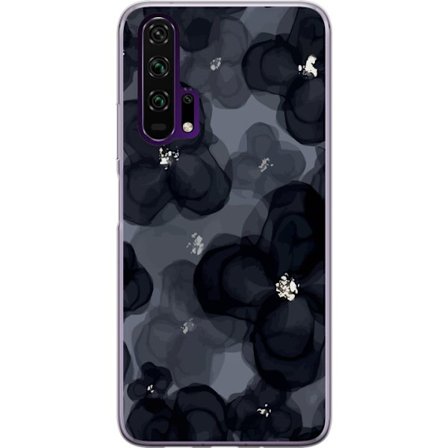 Kompatibelt Mobildeksel til Honor Honor 20 Pro Abstrakt mørkt blomstermønster i svartgrå toner med en elegant og dramatisk følelse