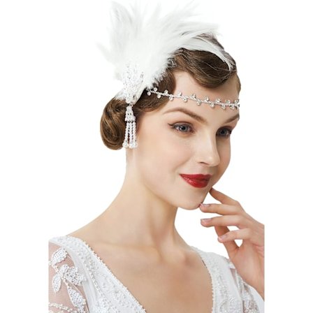 Höyhenpannan 20-luku Gatsby Höyhenkruunu Asusteet Gatsby Flapper Pannan Vintage Klassikko valkoinen