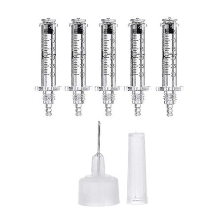 1 Sæt 5 stk. 0,3 ml Ampulhoveder + 1 stk. Medicinoptagelsesnål til Hyaluron Pen Multi Shot Tilbehør