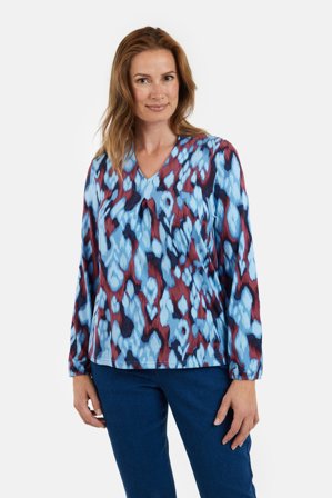 SIGNATURE - Langærmet T-shirt - Bordeaux / Lys Blå - Mønstret