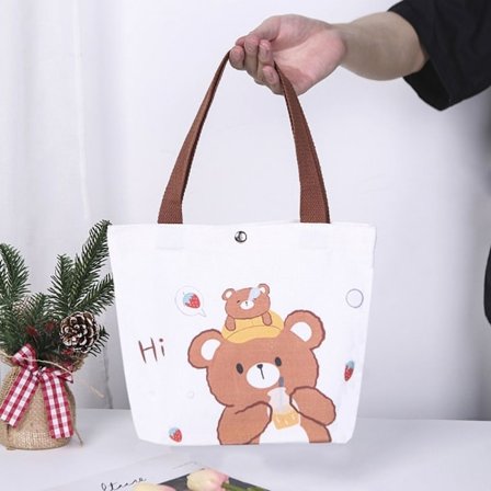 Cartoon Print Axelväska Canvas Handväska 5 5