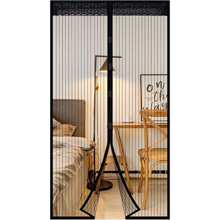 (80x200 cm, Svart) Magnetisk dörr myggnät Självstängande insektsnät dörrgardin med magneter utan borrning