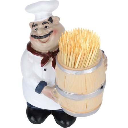 1 kpl Kokkihahmo hammastikkuteline, Resin-hammastikkuteline italialaisen kokkihahmon kanssa keittiön pöydälle ravintolaan