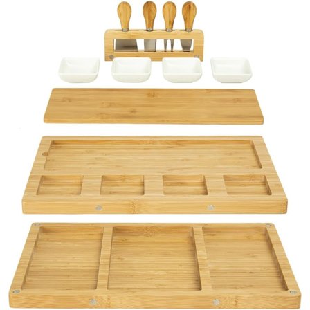 Charcuterie Board Cheese Boards Gaveæske med rustfrit stål knive, skifer og skåle. Housewarming gave, bryllupsgave til par, brudebad Ape