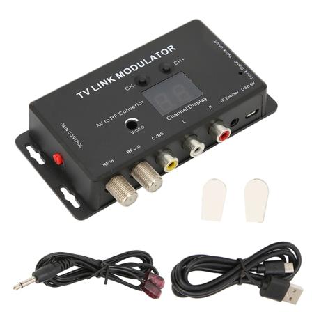 TM70RG TV Link Modulator Support PAL /NTSC Justerbar utgångsförstärkning Multifunktionell elektronisk UHF Home Converter