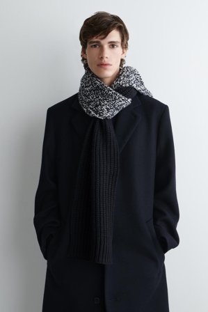 COS Homme Écharpe Réversible En Laine Mélangée Mouchetée in Bleu