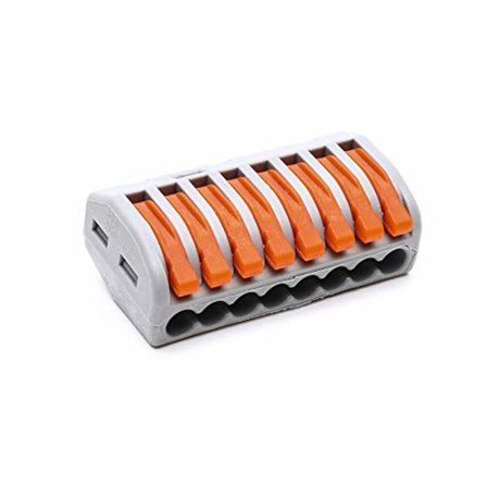 10 stk 222-418 kompakt universal terminalblokk, 8-veis pluggbar q