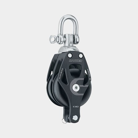 Harken 80mm Aluminum Element Double Block - Swivel, Becket (6297)