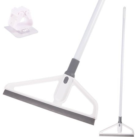 Gummiskraber Kost - Multifunktionel Magisk Kost, Skrabende Silikone Kost Fejemaskine, med Moppeclips, Klem Kost Fejer Vand(Grå)