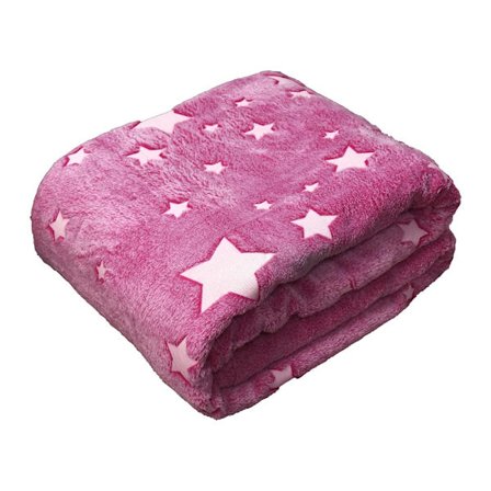 Gosig filt för barn flickor, stjärnfilt lyser i mörkret, fleecefilt, fluffig mjuk filt, självlysande filt, presenter