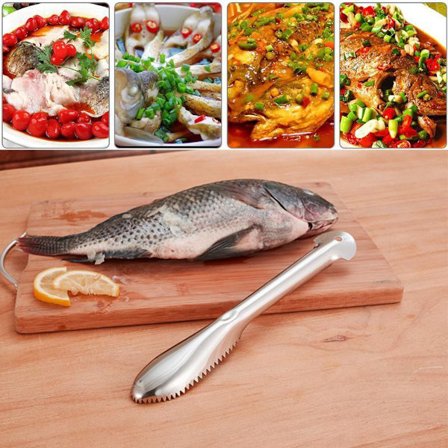 JPro Fiskfjällsskrapa i rostfritt stål - Fiskfjällsborttagare i rostfritt stål - Skrubbskrapa - Tar bort fjäll