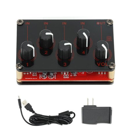 Audio Mixer 4 Input 1 Output Passivt Strømkredsløb Mini Stereo Lydkort Blandepult 100‐240V US Stik