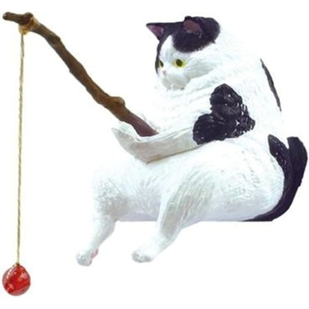 1 stk. Fiskende Katt Dekor Akvarium Dekor Fisk Tank Landskapsdesign Tegneserie Katt Statue Mini Resin Figur Dekor Hjem