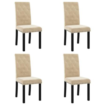 Vidaxl Matstolar 4 St Gräddvit Sammet Creme